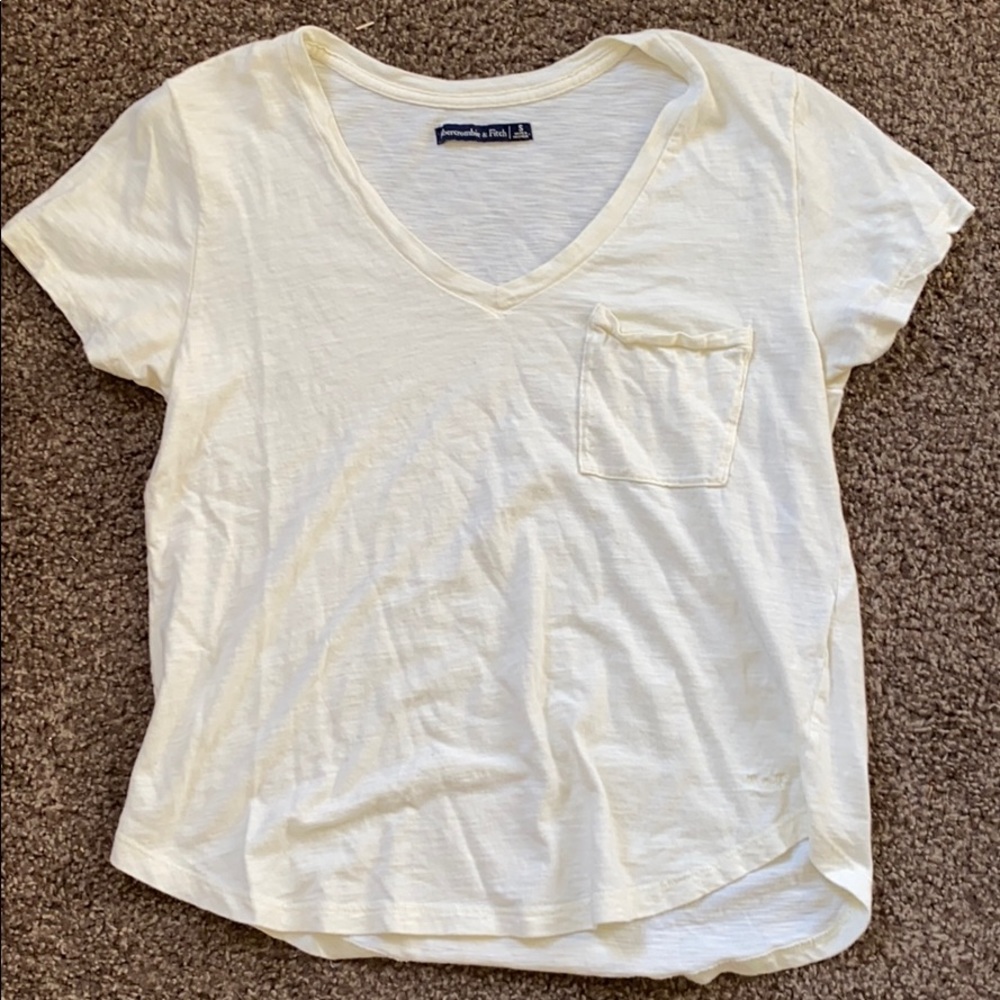 Light Yellow Abercrombie & Fitch Short Sleeve